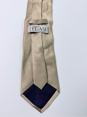 Umberto Frasi Fine Silk Necktie Solid Champagne Gold Satin Italian Designer Tie